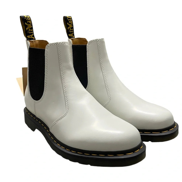 New Dr.Martens 2976 YELLOW STITCH SMOOTH LEATHER CHELSEA BOOTS M10 L11 White - Picture 12 of 12